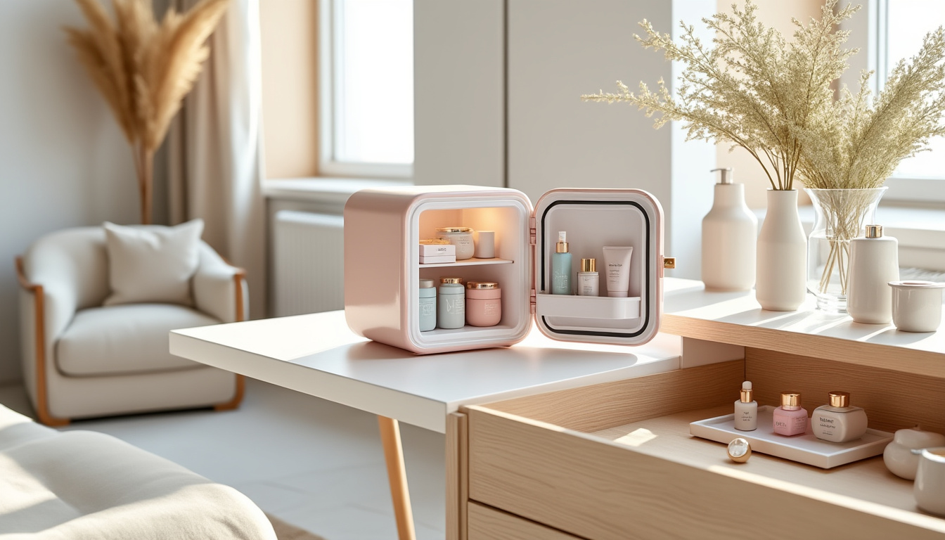 découvrez le mini frigo cosmétique, l’accessoire indispensable pour garder vos soins beauté au frais dans votre chambre. pratique, compact et design, il allie fonctionnalité et style pour préserver vos produits favoris à portée de main.