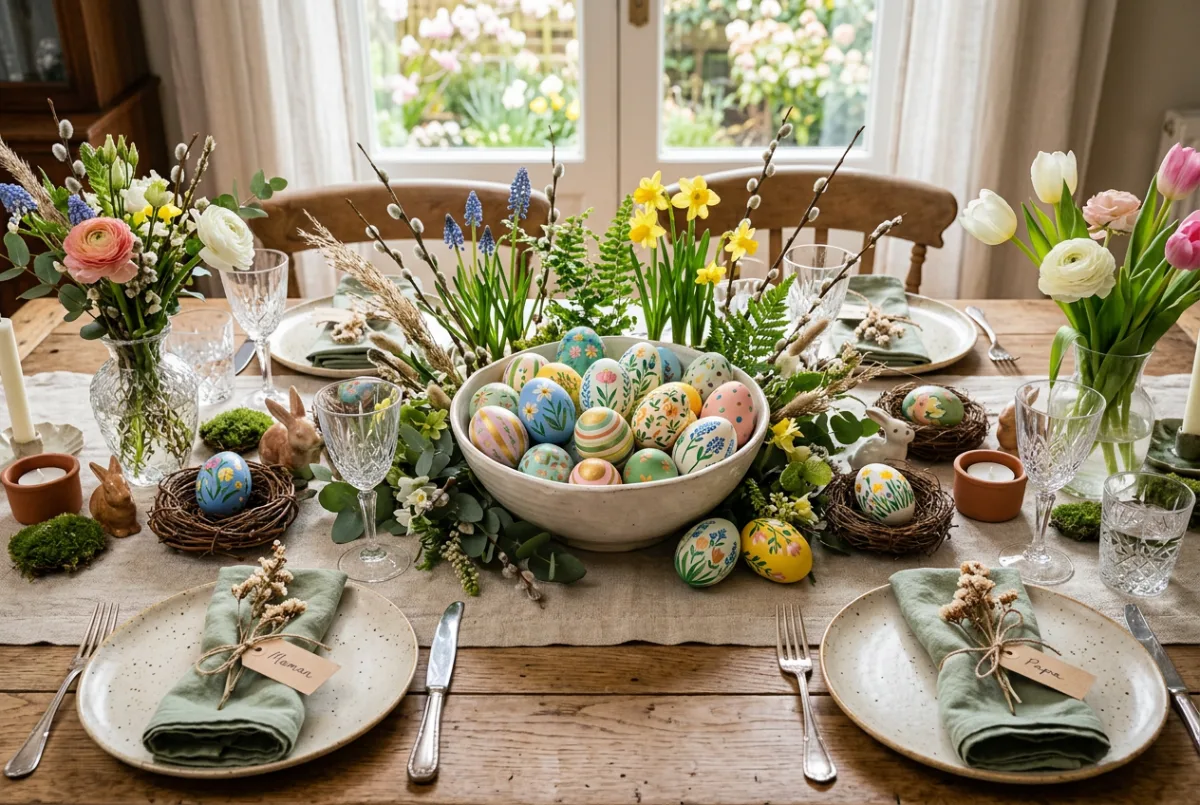 Utiliser ses œufs peints pour créer une décoration de table de Pâques unique