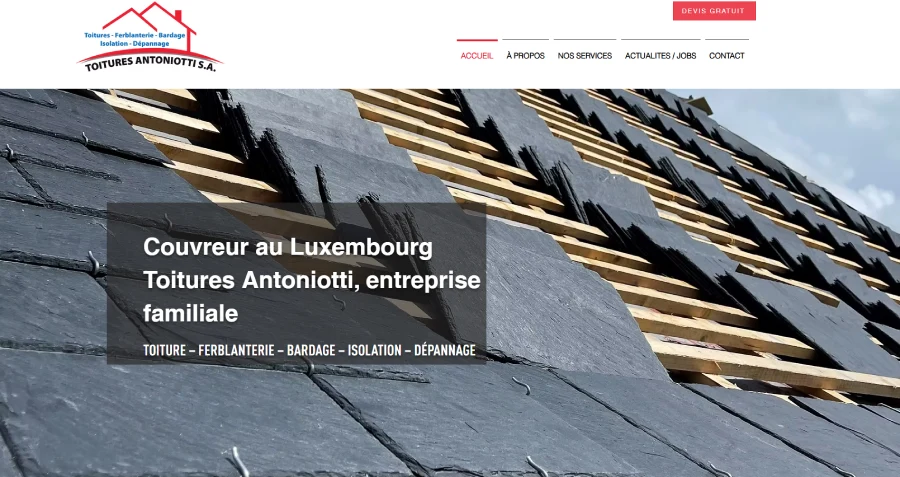 Capture écran site internet toitures-antoniotti.lu