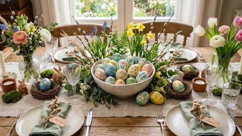 Utiliser ses œufs peints pour créer une décoration de table de Pâques unique
