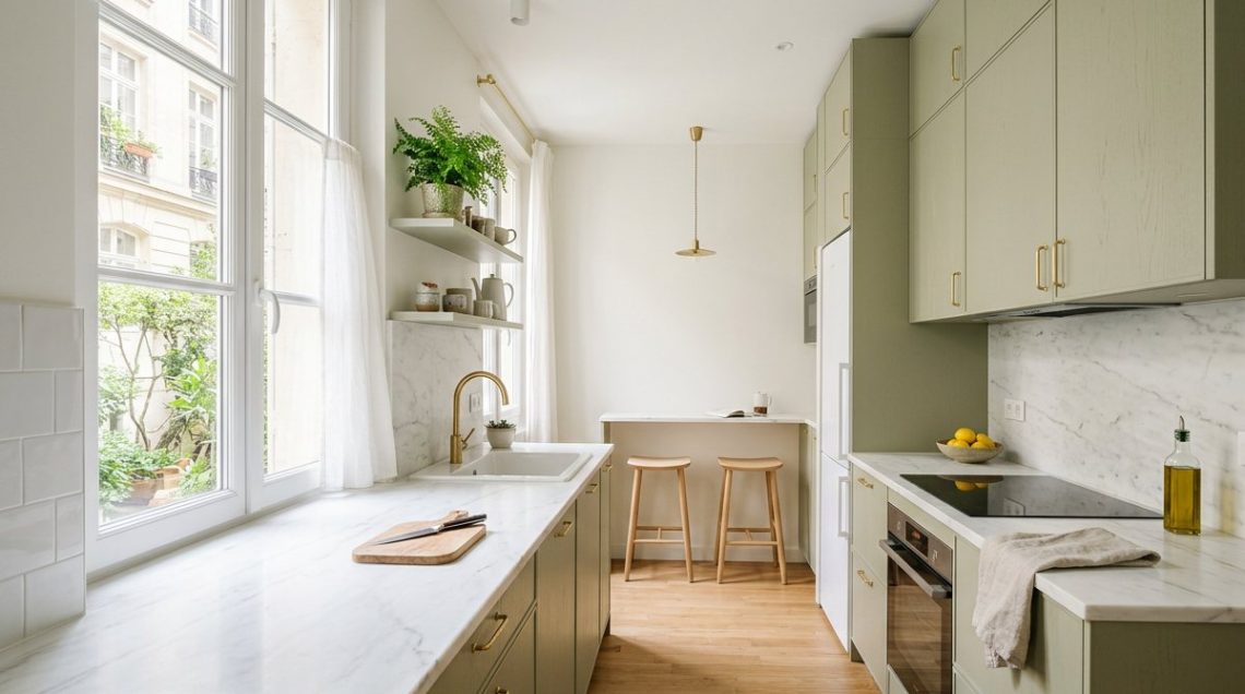 Agrandir visuellement une petite cuisine grâce aux couleurs et à la lumière